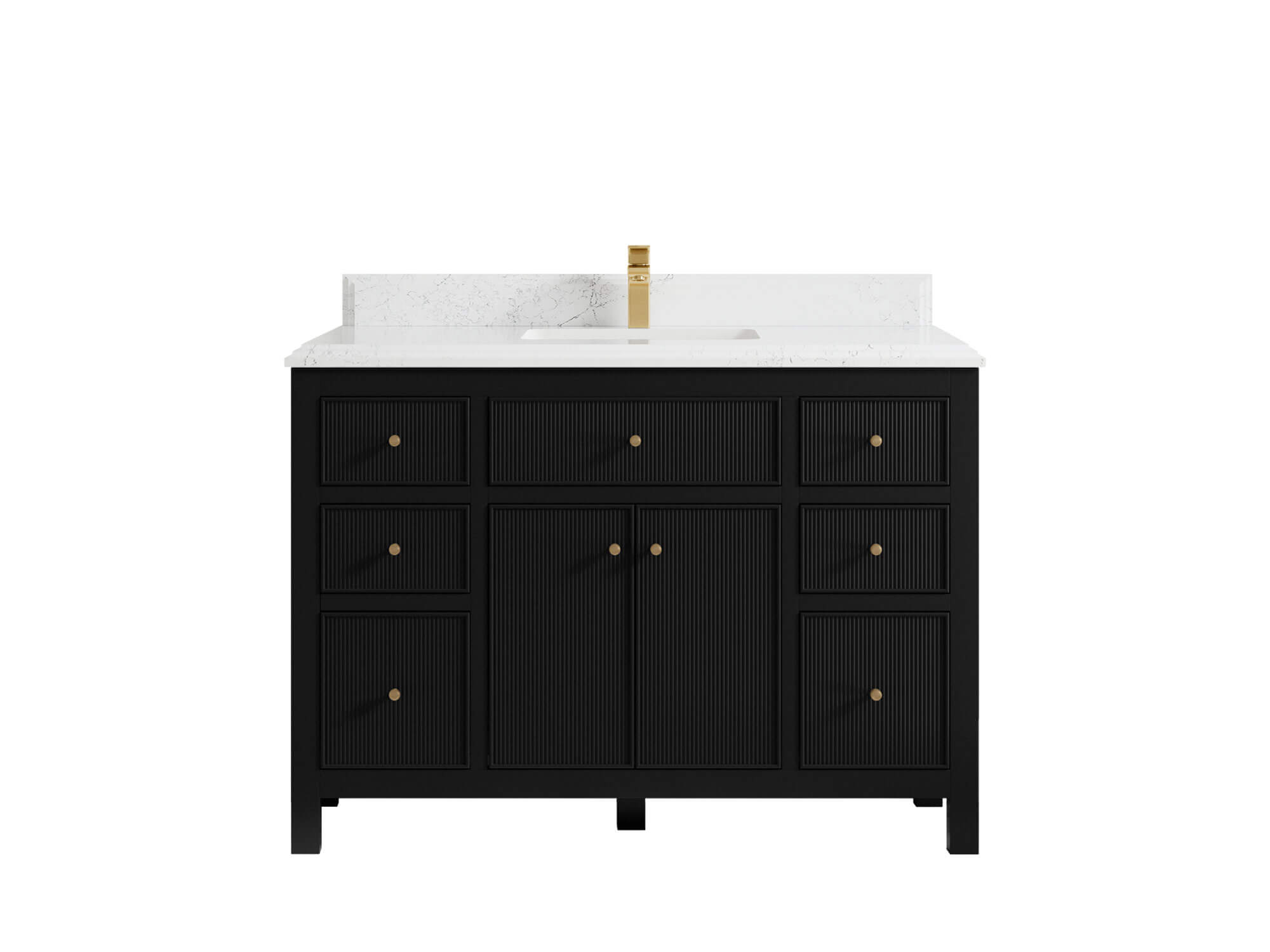 Sonoma 48 in. W x 22 in. D Single Sink Bathroom Vanity in Black with Double Cove Edge 1.5 in Empira White Quartz Countertop