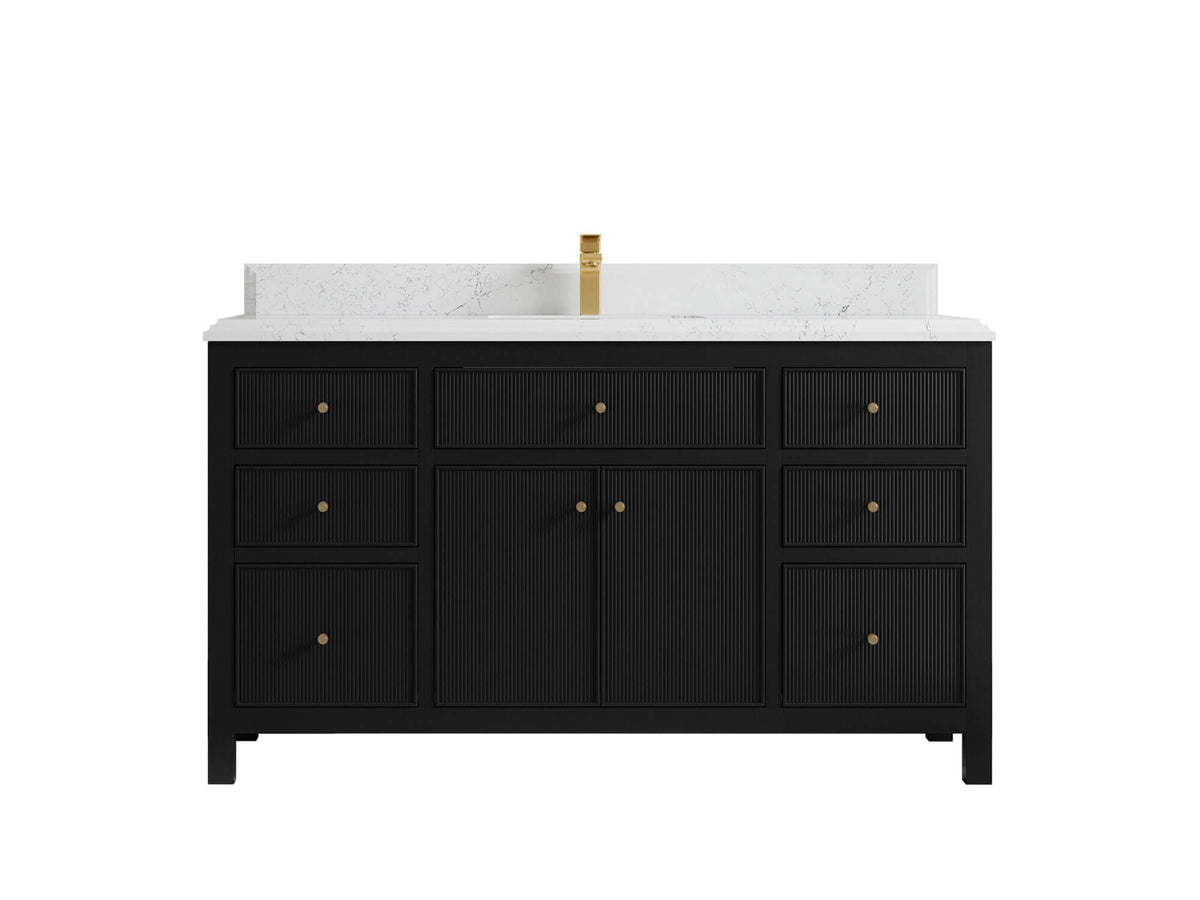 Sonoma 60 in W x 22 in D Free Standing Reeded Single Sink Bathroom Vanity
