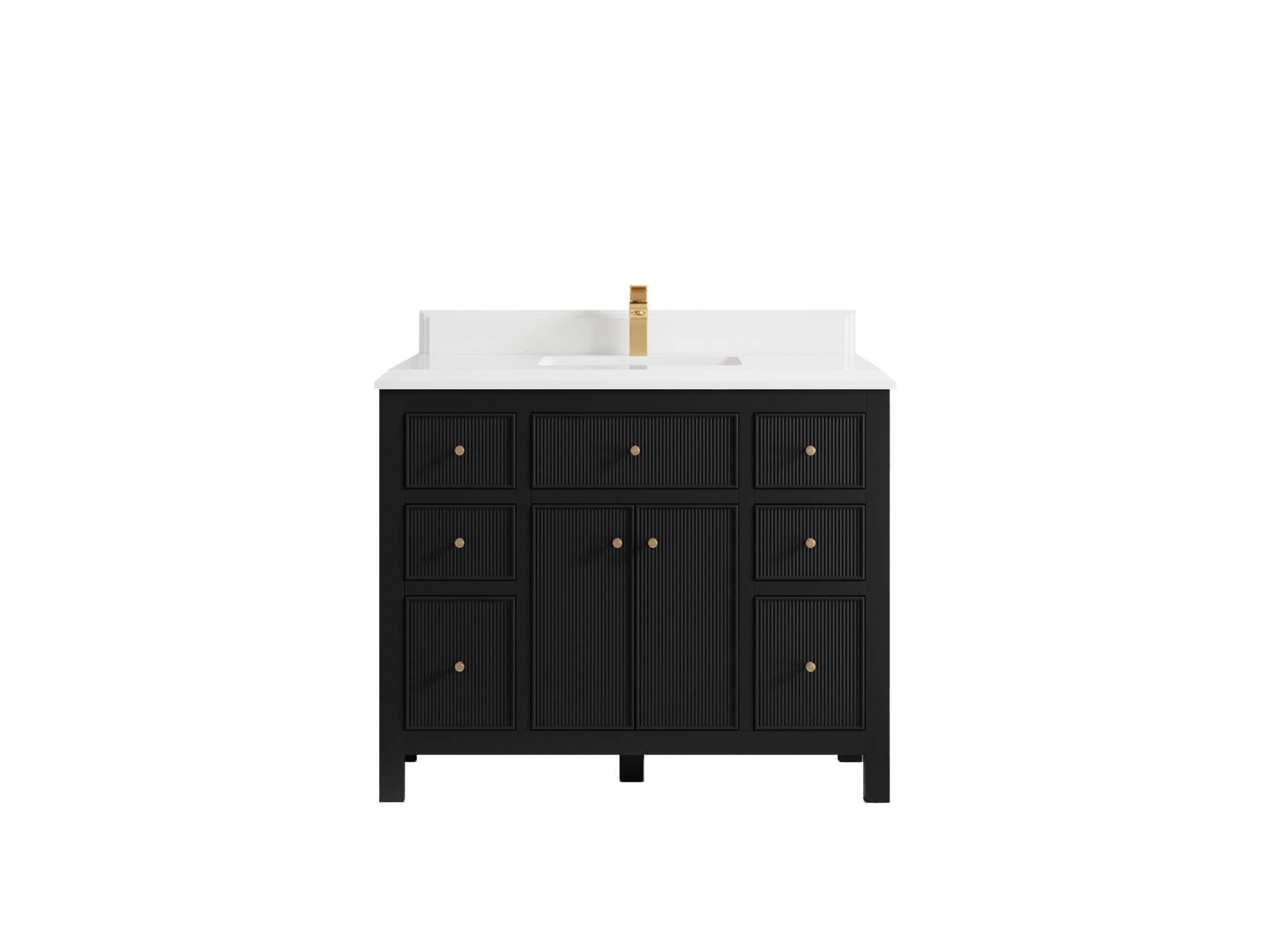 Sonoma 42 in. W x 22 in. D Single Sink Bathroom Vanity in Black with Double Cove Edge 1.5 in White Quartz Countertop