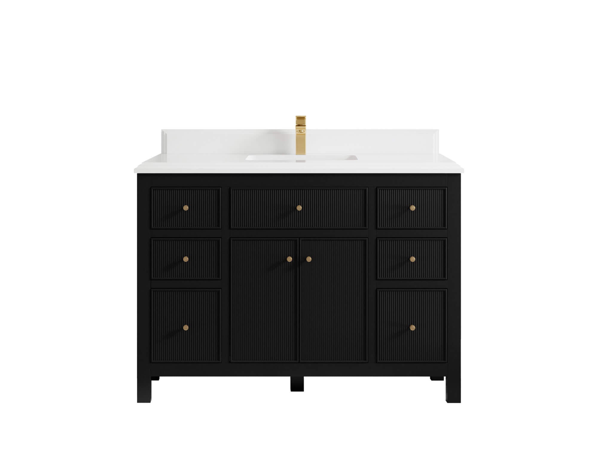 Sonoma 48 in. W x 22 in. D Single Sink Bathroom Vanity in Black with Double Cove Edge 1.5 in White Quartz Countertop