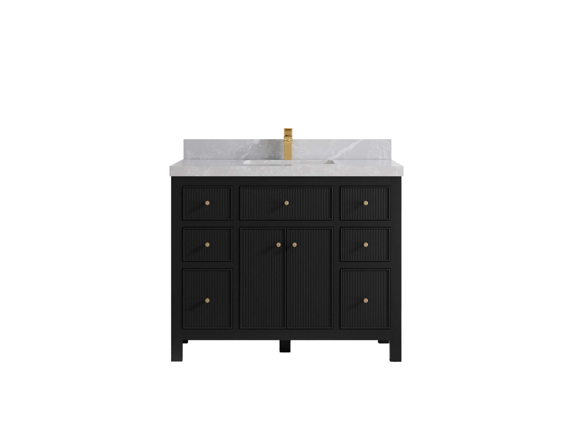 Sonoma 42 in. W x 22 in. D Single Sink Bathroom Vanity in Black with 2 in. Pearl Light Gray Quartz Countertop