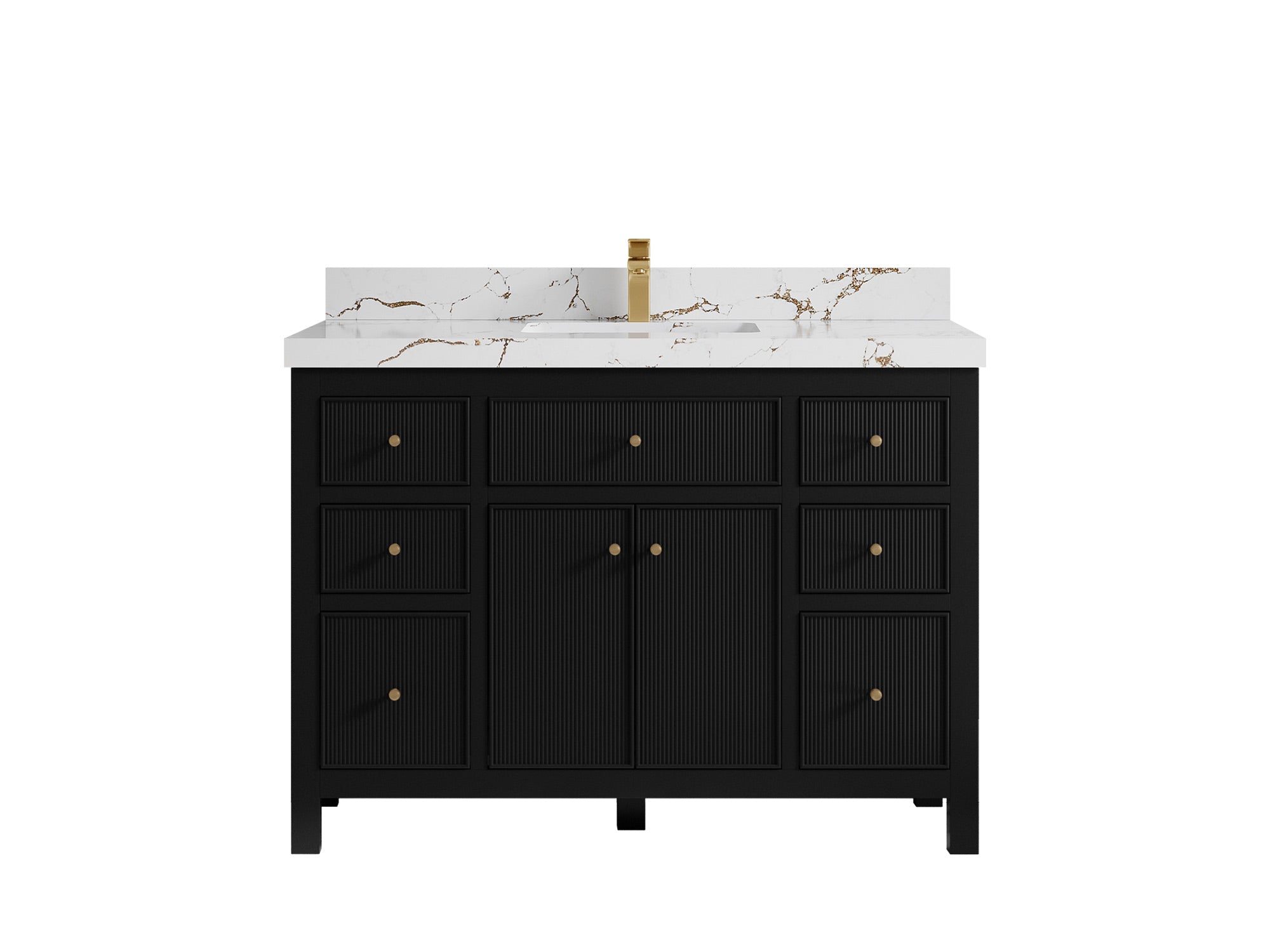 Sonoma 48 in. W x 22 in. D Single Sink Bathroom Vanity in Black with 2 in. Viola Brown Quartz Countertop
