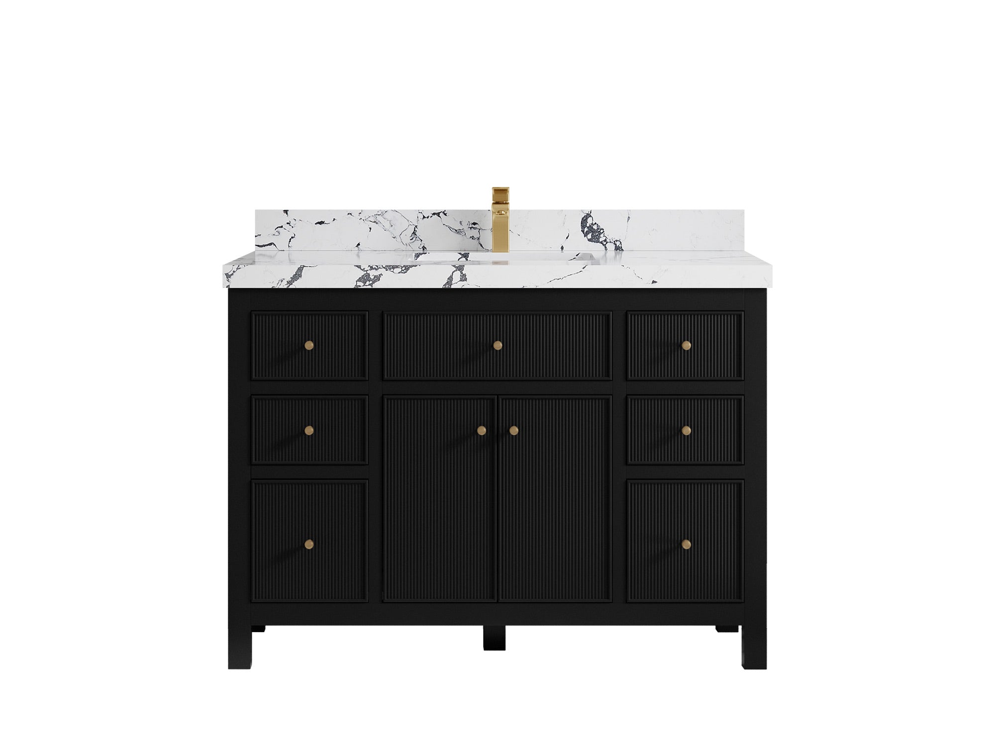 Sonoma 48 in. W x 22 in. D Single Sink Bathroom Vanity in Black with 2 in. Viola Night Quartz Countertop