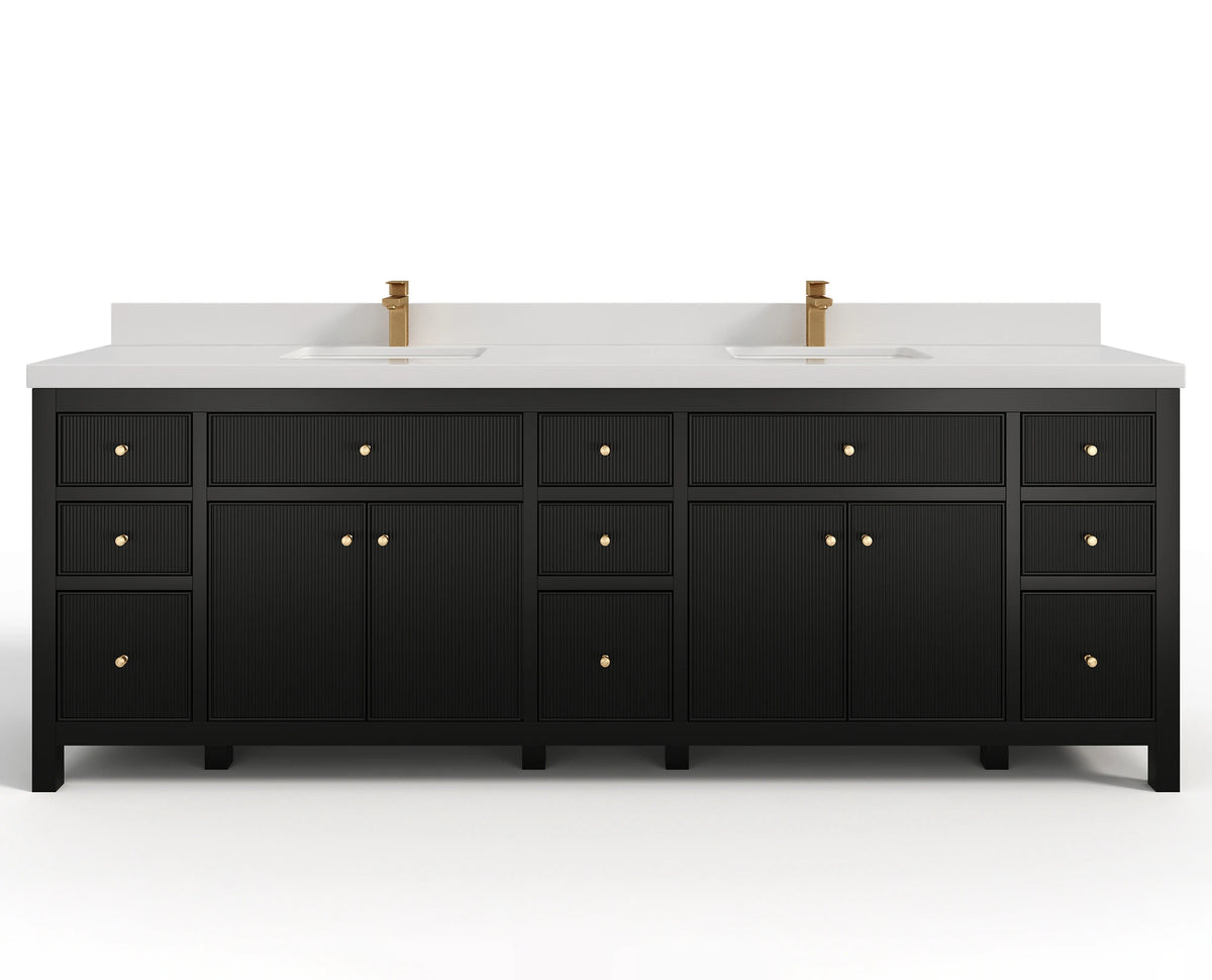 Sonoma 96 in W x 22 in D Free Standing Reeded Double Sink Bathroom Vanity