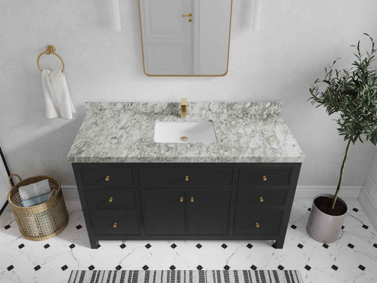 Sonoma 60 in W x 22 in D Free Standing Reeded Single Sink Bathroom Vanity