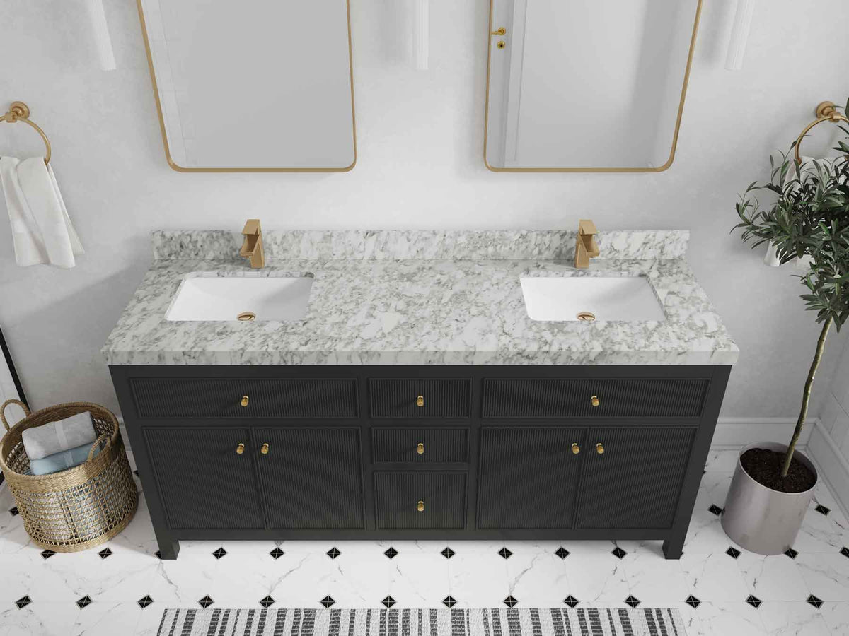 Sonoma 72 in W x 22 in D Free Standing Reeded Double Sink Bathroom Vanity