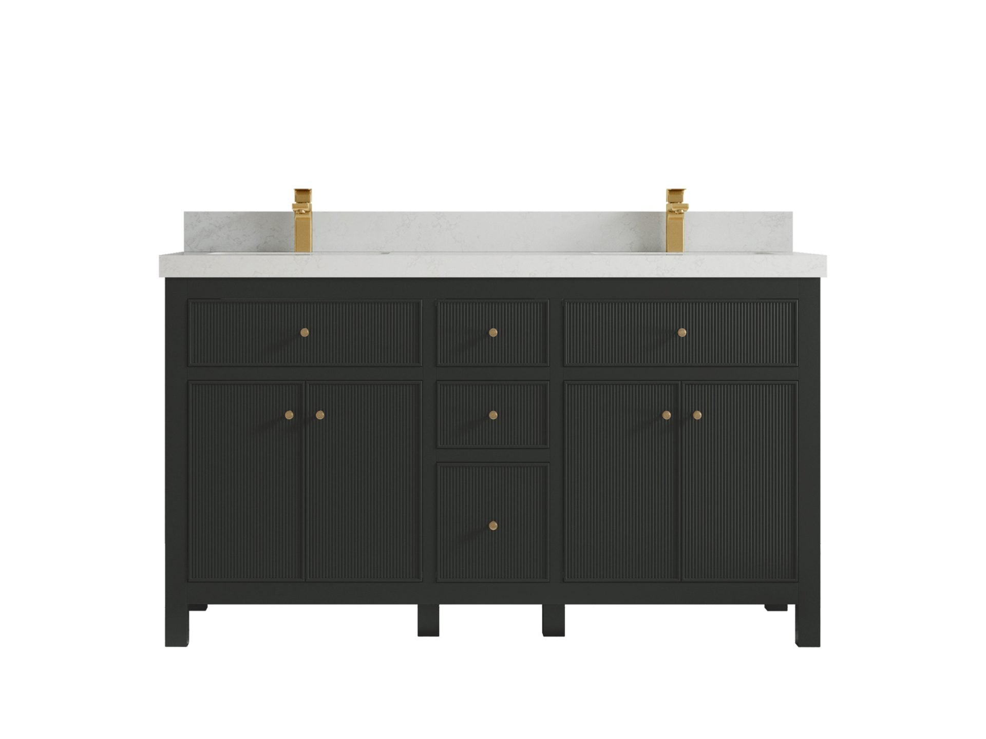 Sonoma 60 in W x 22 in D Free Standing Reeded Double Sink Bathroom Vanity