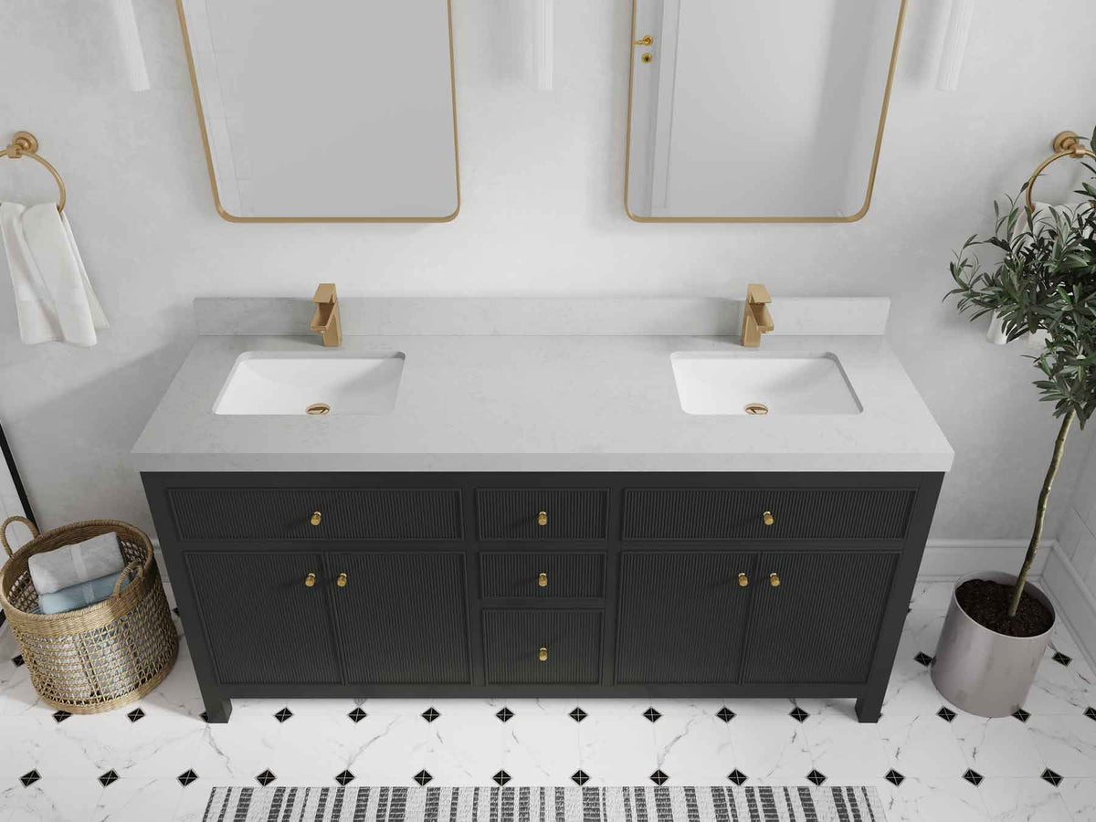 Sonoma 72 in W x 22 in D Free Standing Reeded Double Sink Bathroom Vanity
