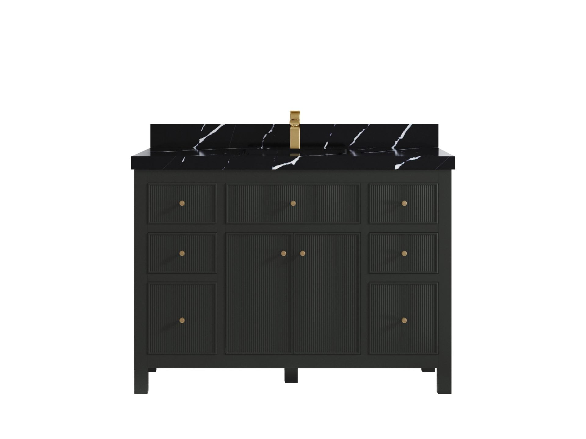 Sonoma 48 in. W x 22 in. D Single Sink Bathroom Vanity in Black Top with 2 in. Calacatta Black Quartz Countertop