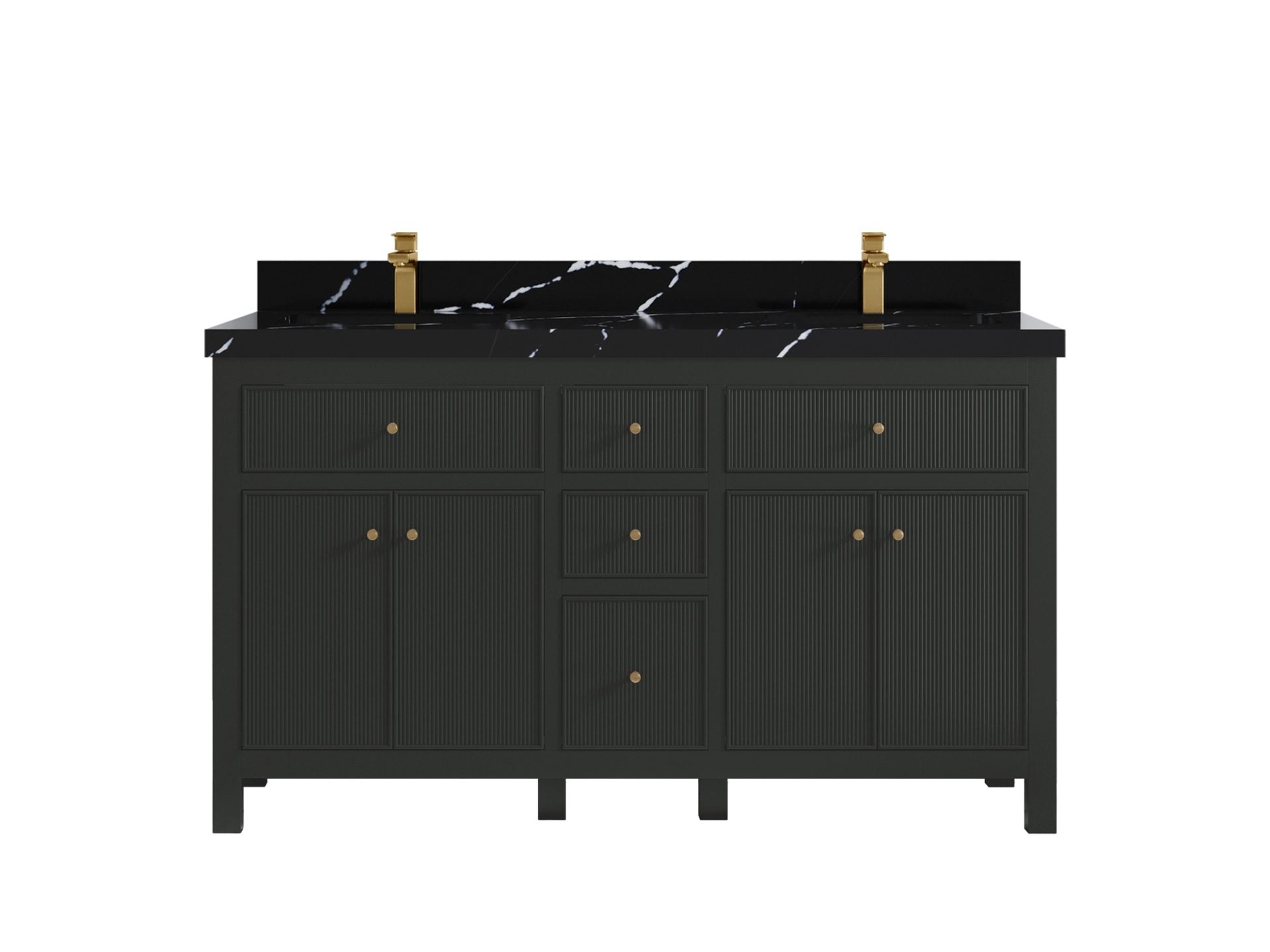 Sonoma 60 in W x 22 in D Free Standing Reeded Double Sink Bathroom Vanity