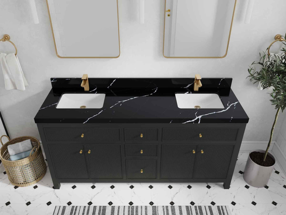 Sonoma 72 in W x 22 in D Free Standing Reeded Double Sink Bathroom Vanity
