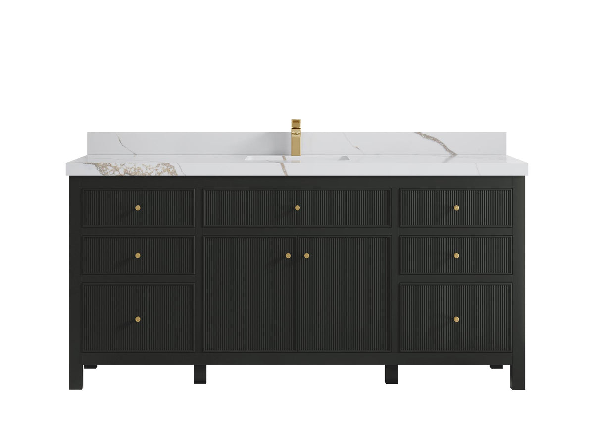 Sonoma 72 in W x 22 in D Free Standing Reeded Single Sink Bathroom Vanity