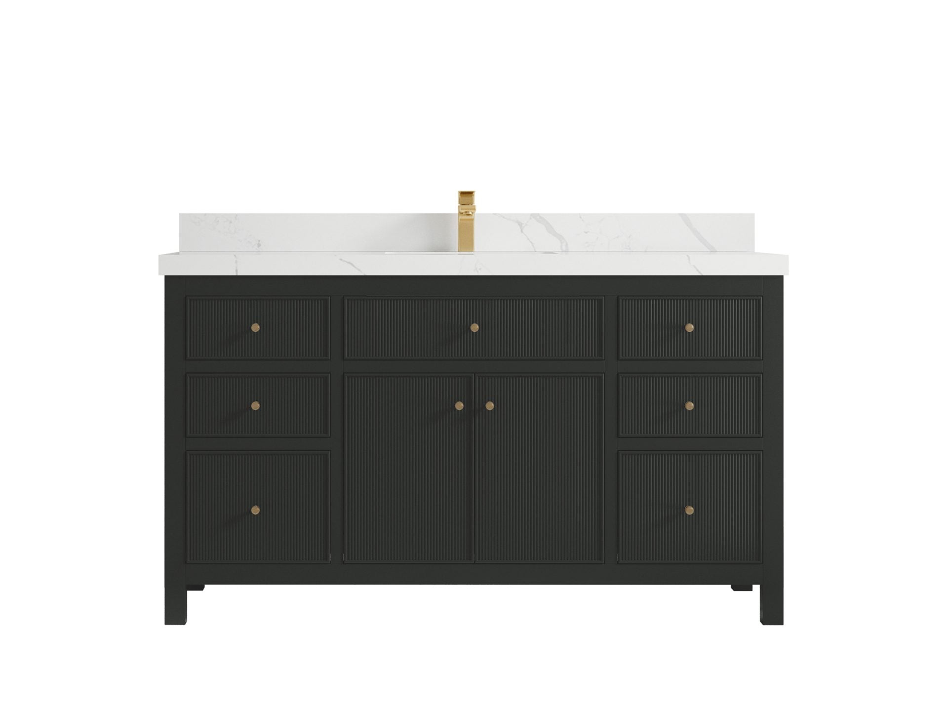 Sonoma 60 in W x 22 in D Free Standing Reeded Single Sink Bathroom Vanity
