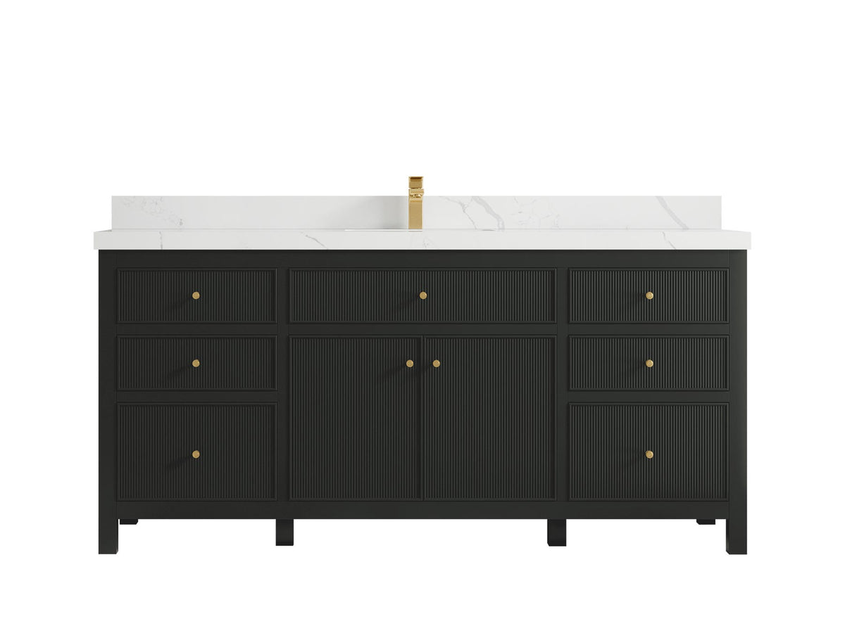 Sonoma 72 in W x 22 in D Free Standing Reeded Single Sink Bathroom Vanity