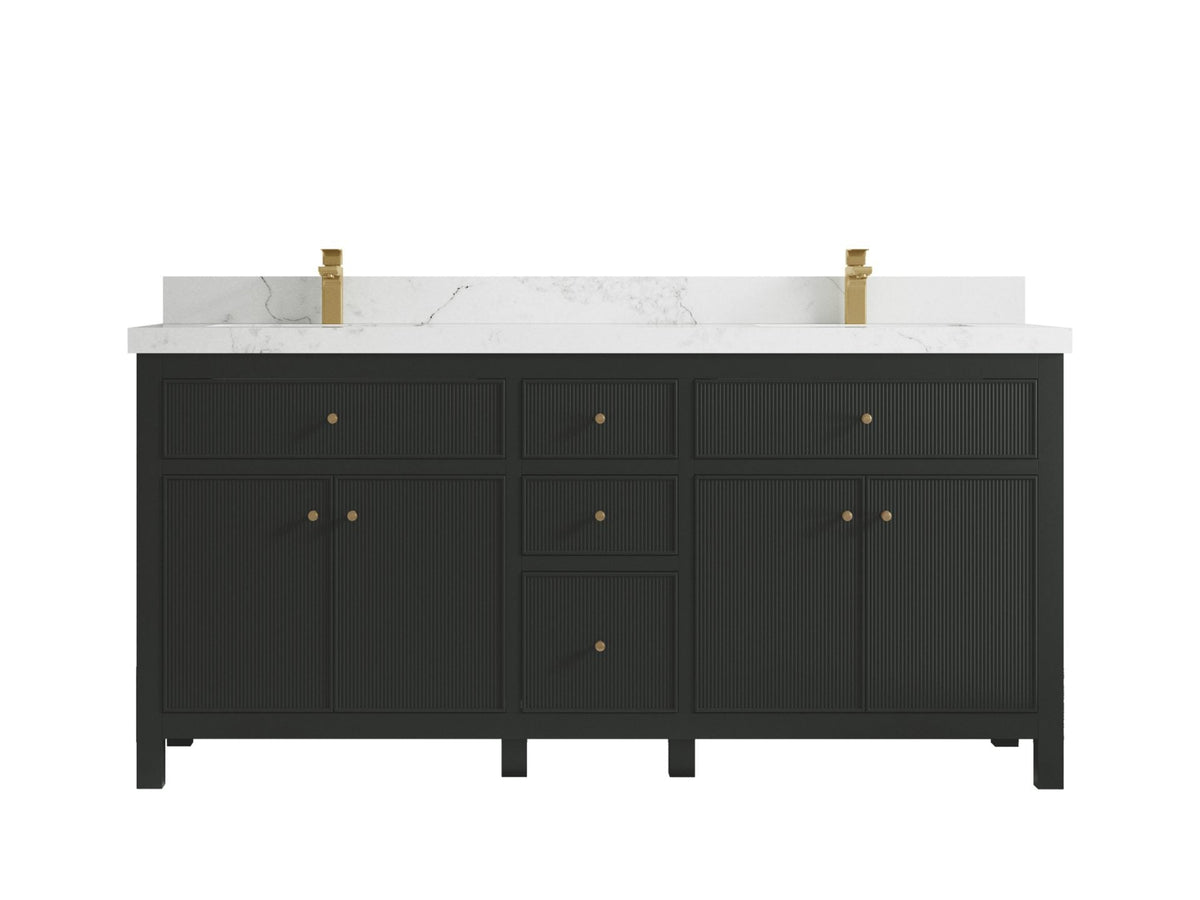 Sonoma 72 in W x 22 in D Free Standing Reeded Double Sink Bathroom Vanity