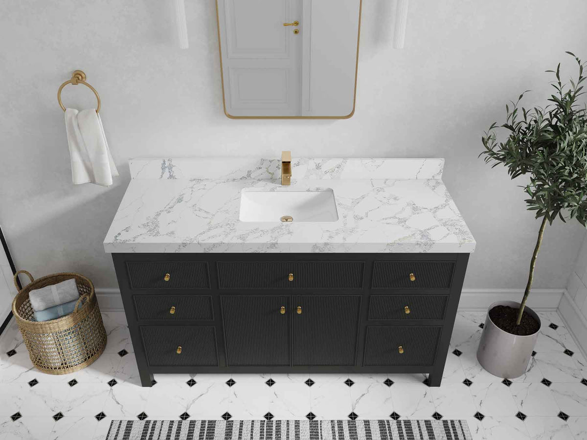 Sonoma 60 in W x 22 in D Free Standing Reeded Single Sink Bathroom Vanity