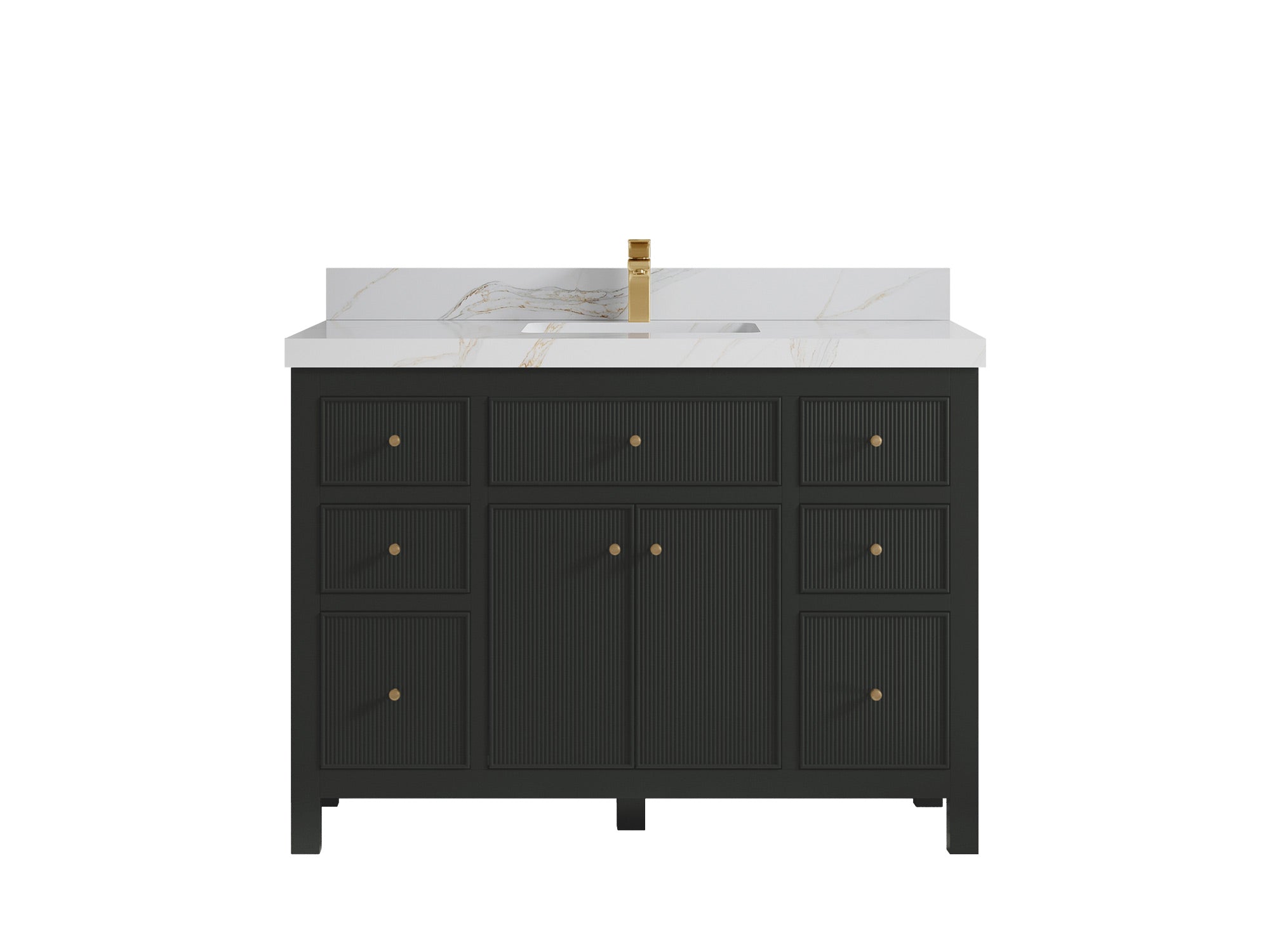 Sonoma 48 in. W x 22 in. D Single Sink Bathroom Vanity in Black Top with 2 in. Calacatta Sienna Quartz Countertop