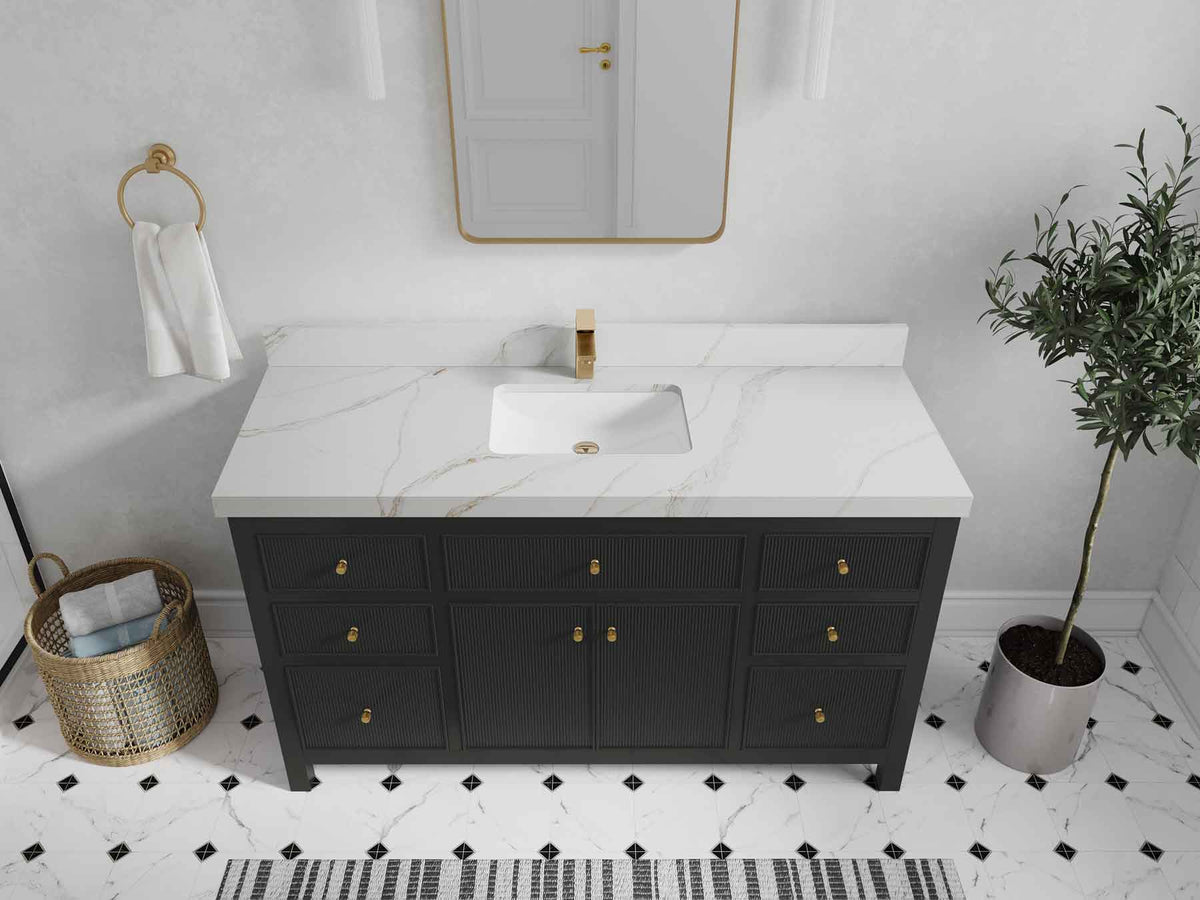 Sonoma 60 in W x 22 in D Free Standing Reeded Single Sink Bathroom Vanity