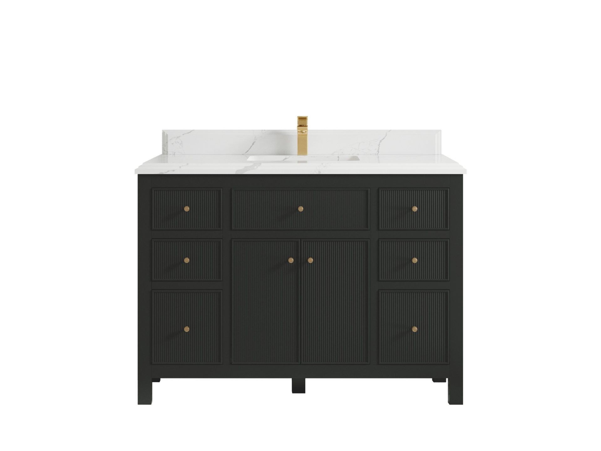 Sonoma 48 in. W x 22 in. D Single Sink Bathroom Vanity in Black Top with Double Cove Edge 1.5 in Calacatta Laza Quartz Countertop