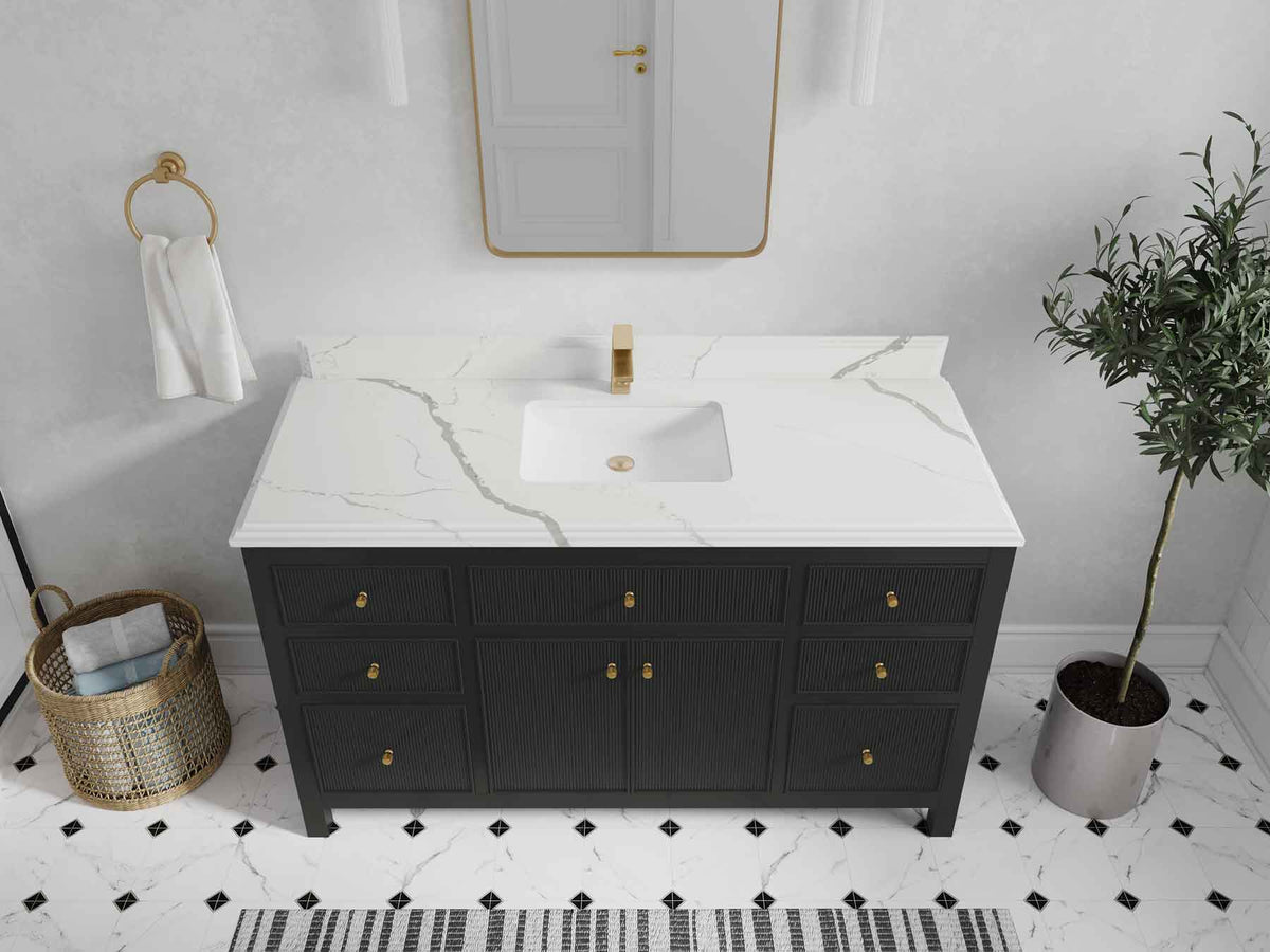 Sonoma 60 in W x 22 in D Free Standing Reeded Single Sink Bathroom Vanity