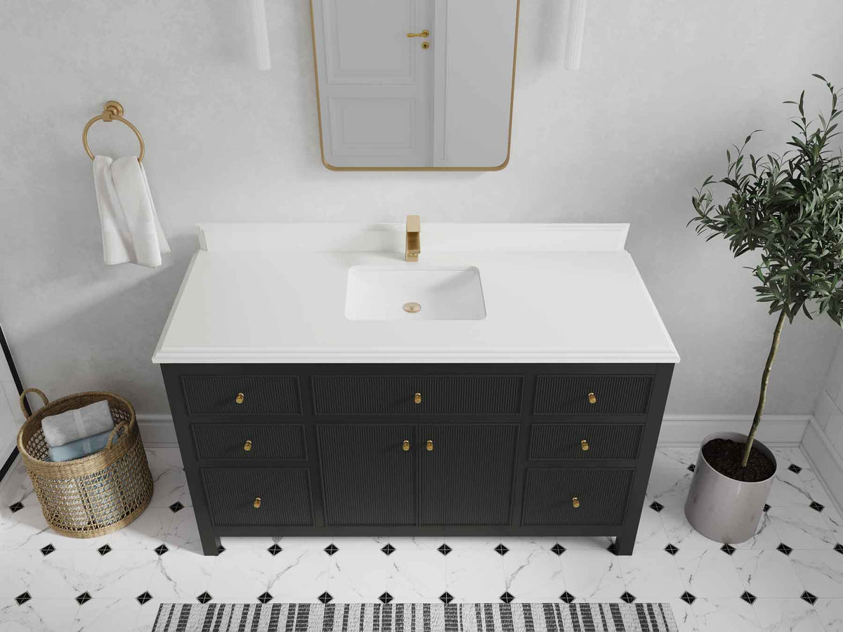 Sonoma 60 in W x 22 in D Free Standing Reeded Single Sink Bathroom Vanity
