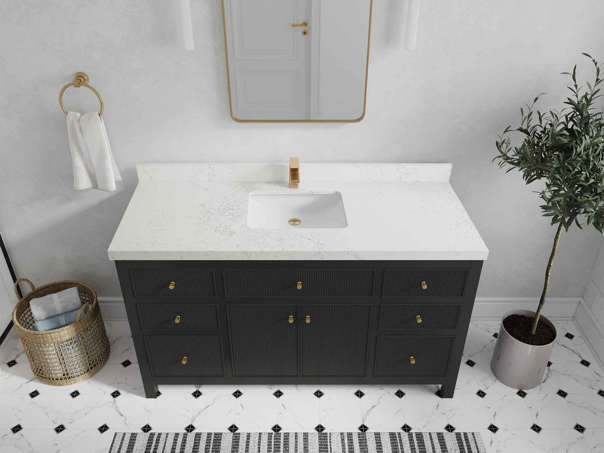 Sonoma 60 in W x 22 in D Free Standing Reeded Single Sink Bathroom Vanity