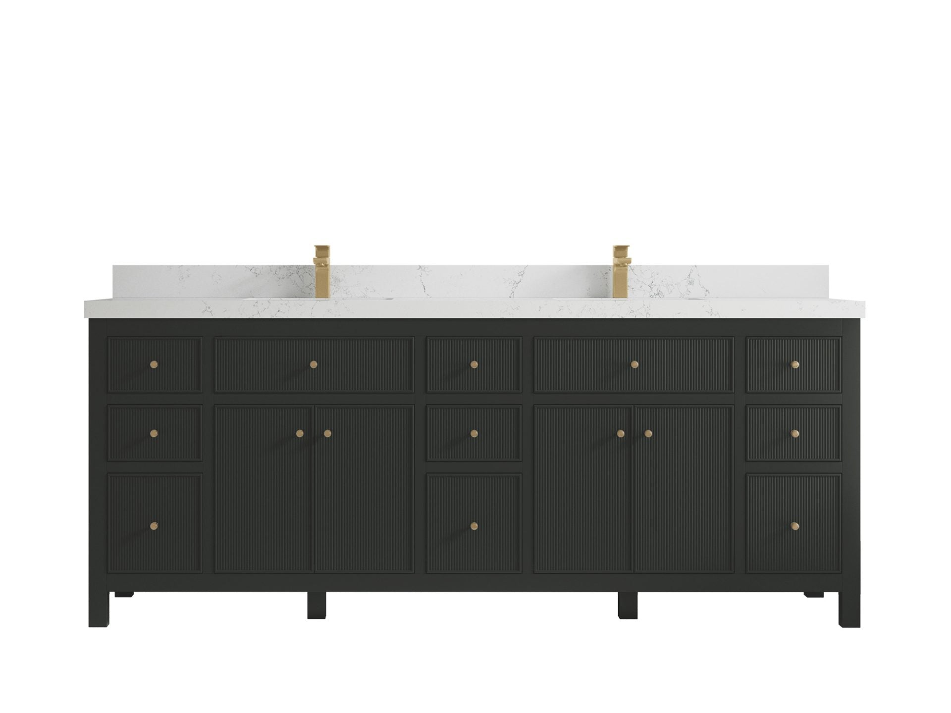 Sonoma 84 in W x 22 in D Free Standing Reeded Double Sink Bathroom Vanity