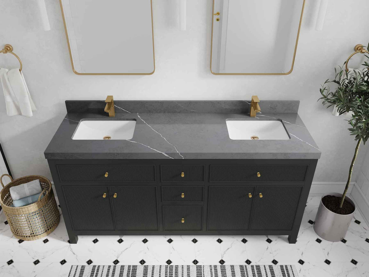 Sonoma 72 in W x 22 in D Free Standing Reeded Double Sink Bathroom Vanity