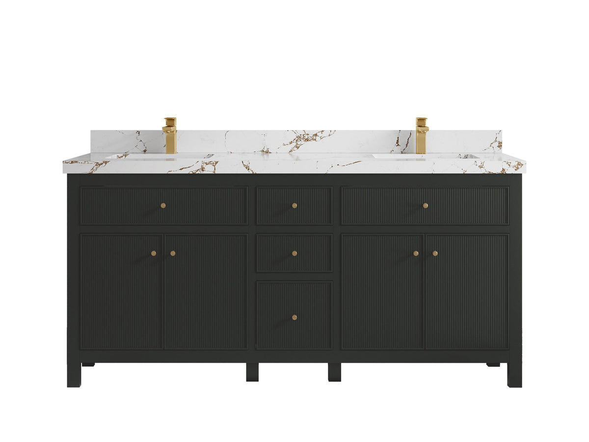 Sonoma 72 in W x 22 in D Free Standing Reeded Double Sink Bathroom Vanity