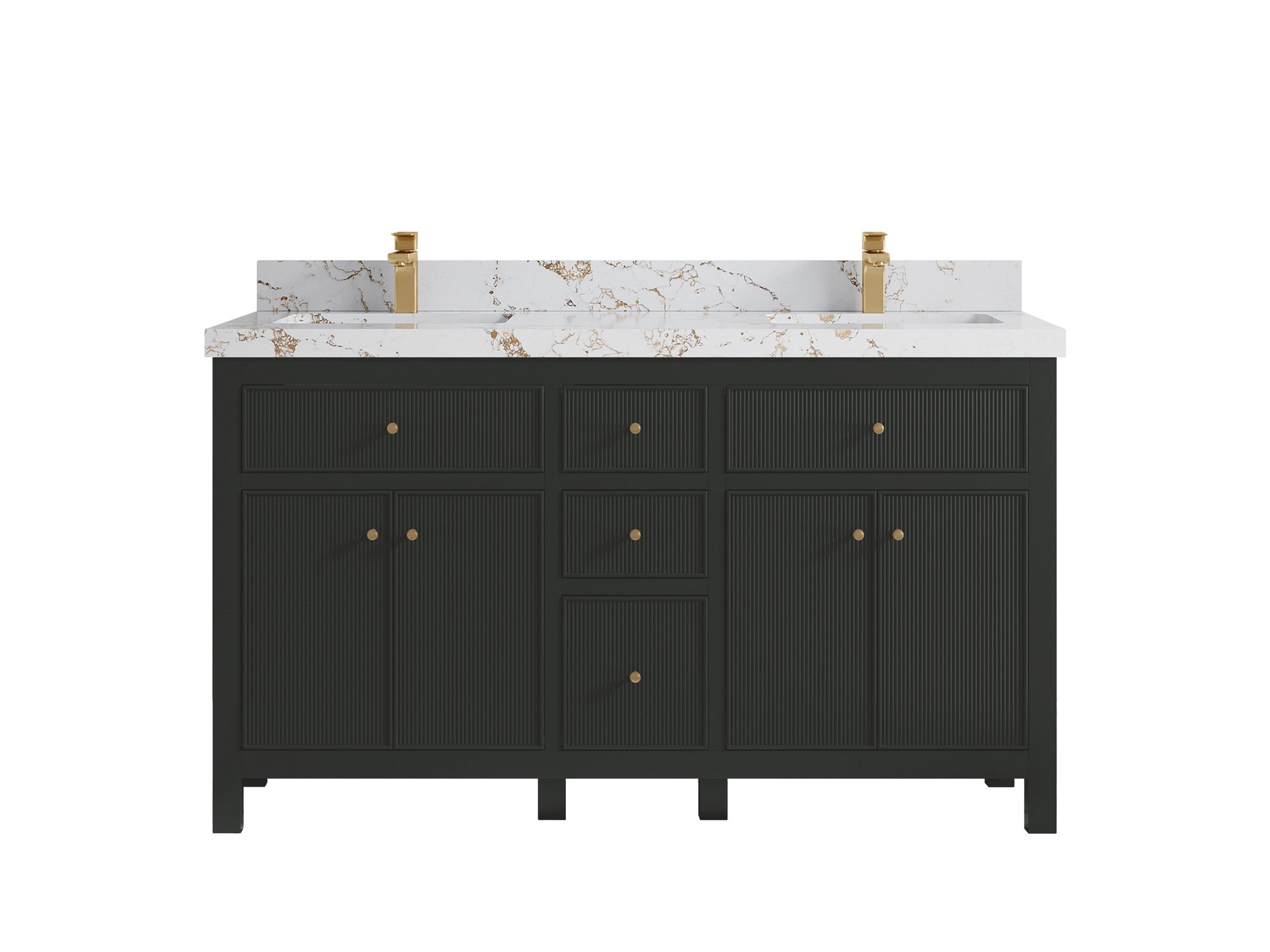 Sonoma 60 in W x 22 in D Free Standing Reeded Double Sink Bathroom Vanity