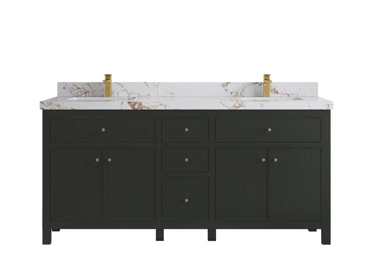 Sonoma 72 in W x 22 in D Free Standing Reeded Double Sink Bathroom Vanity