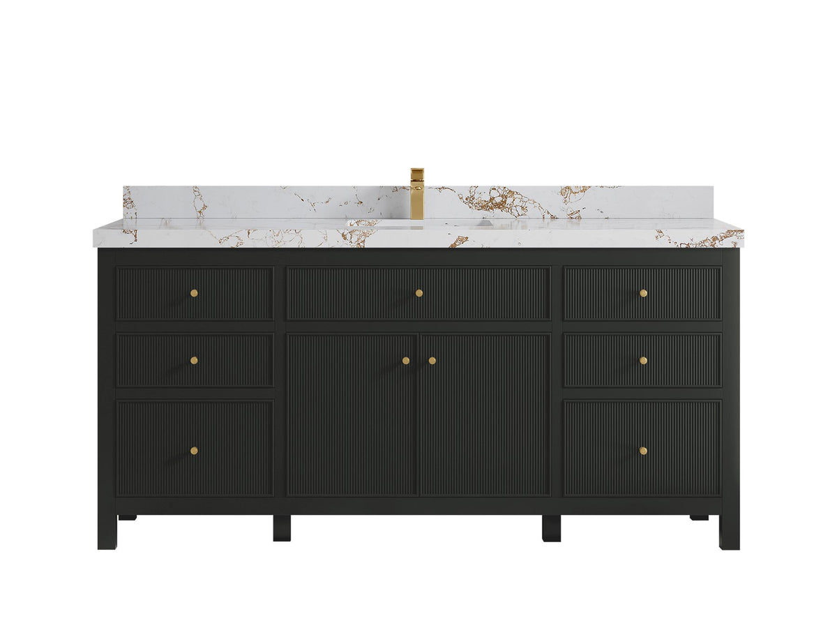 Sonoma 72 in W x 22 in D Free Standing Reeded Single Sink Bathroom Vanity