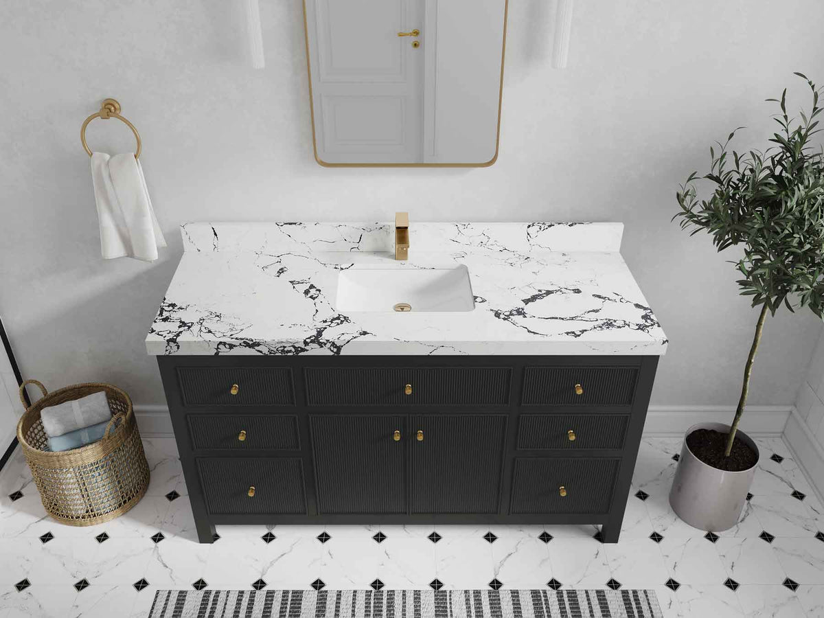 Sonoma 60 in W x 22 in D Free Standing Reeded Single Sink Bathroom Vanity
