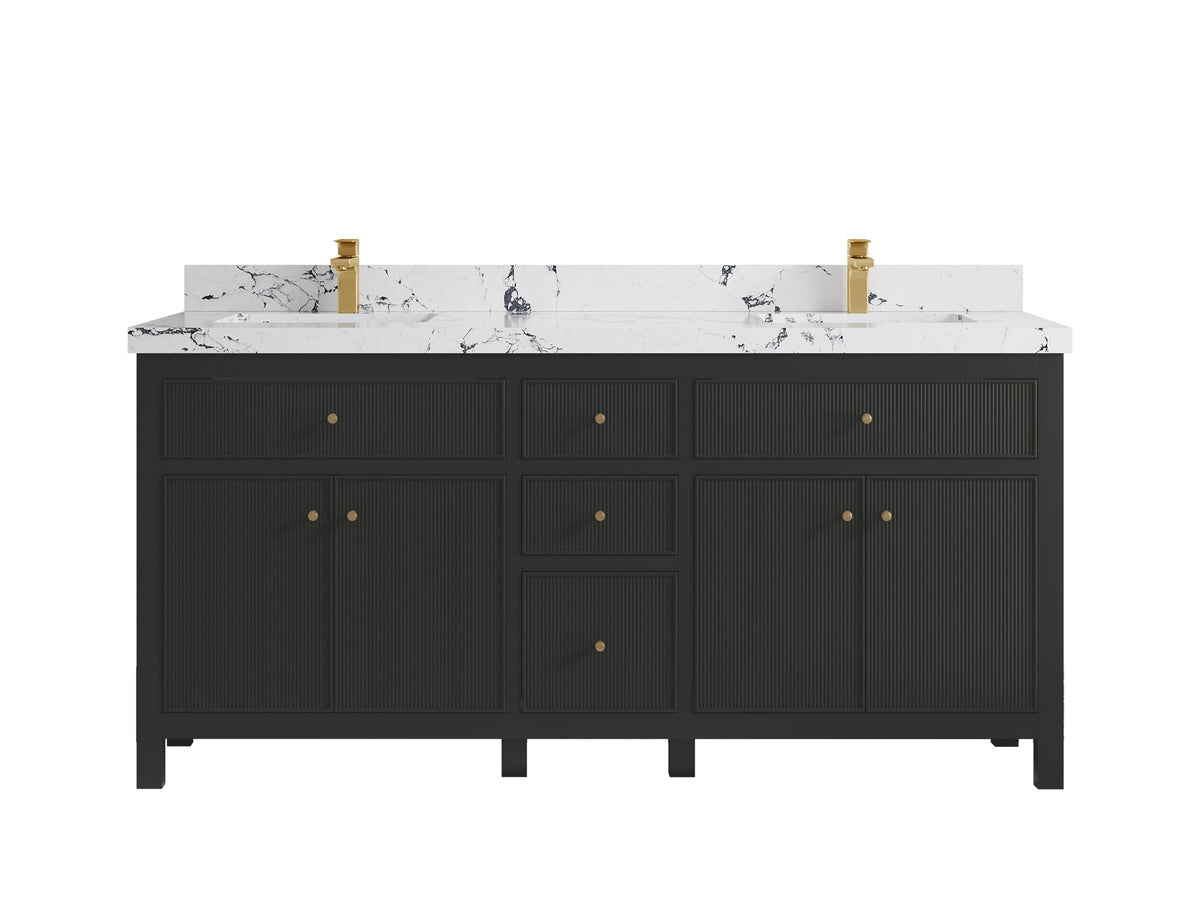 Sonoma 72 in W x 22 in D Free Standing Reeded Double Sink Bathroom Vanity