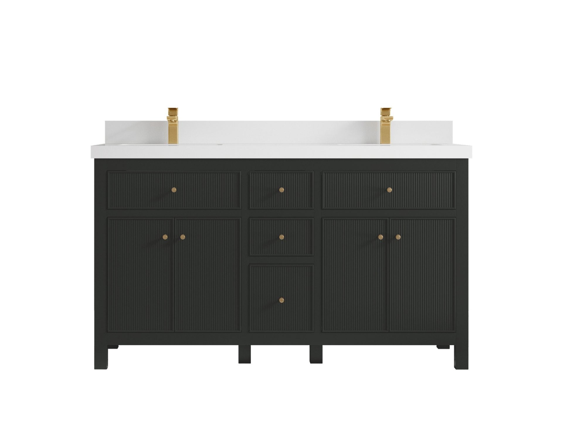 Sonoma 60 in W x 22 in D Free Standing Reeded Double Sink Bathroom Vanity