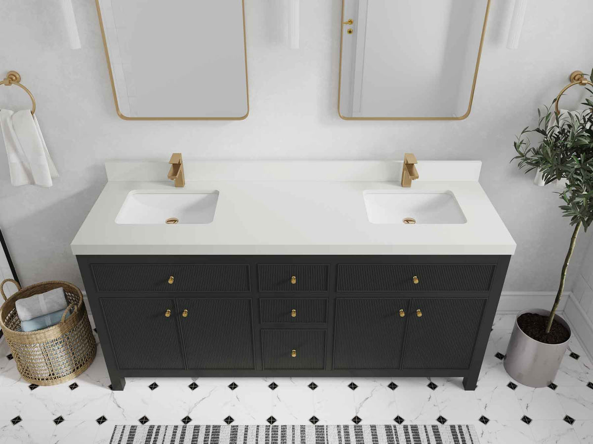 Sonoma 72 in W x 22 in D Free Standing Reeded Double Sink Bathroom Vanity