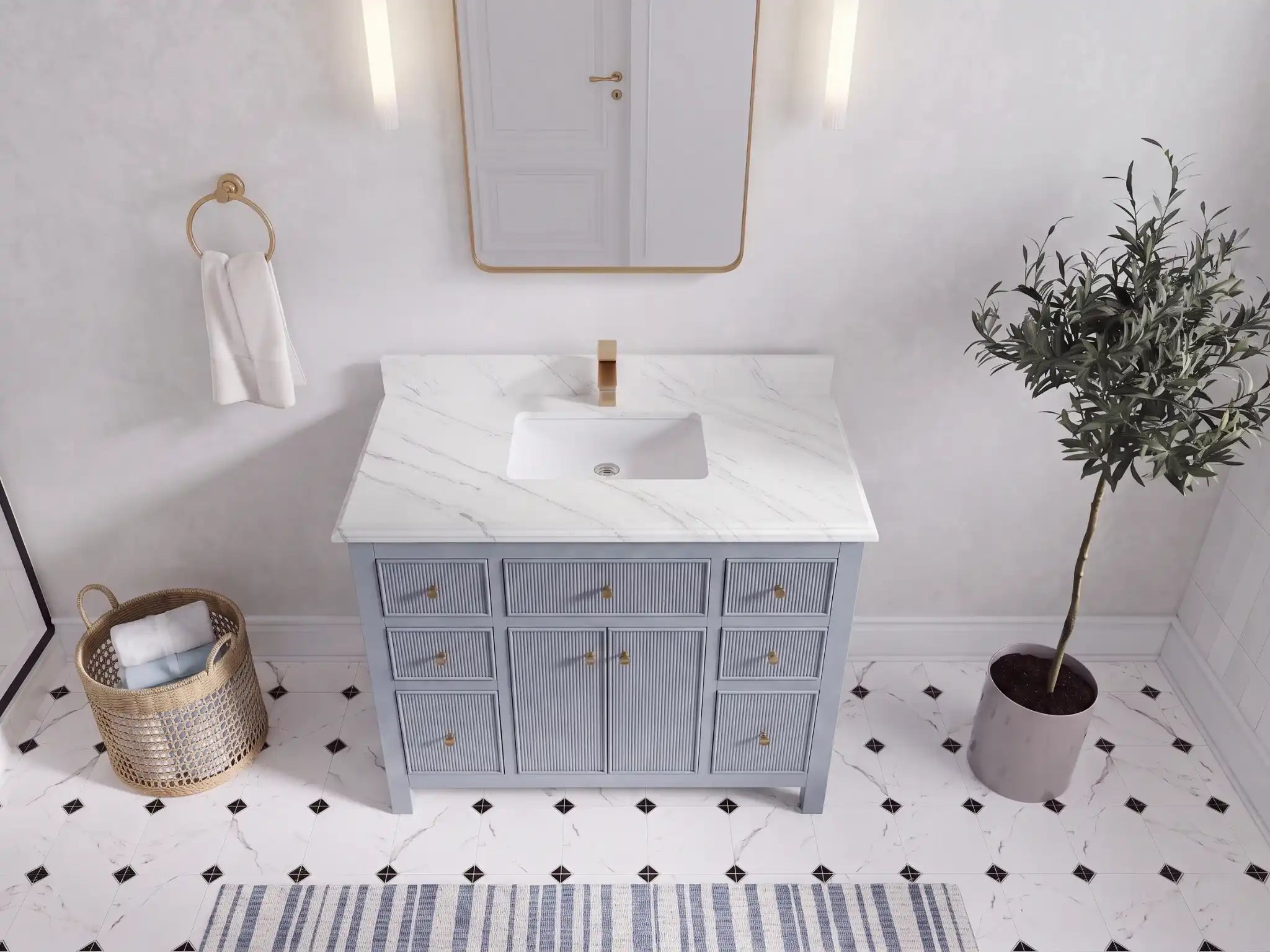 Sonoma 42 in W x 22 in D Free Standing Reeded Single Sink Bathroom Vanity