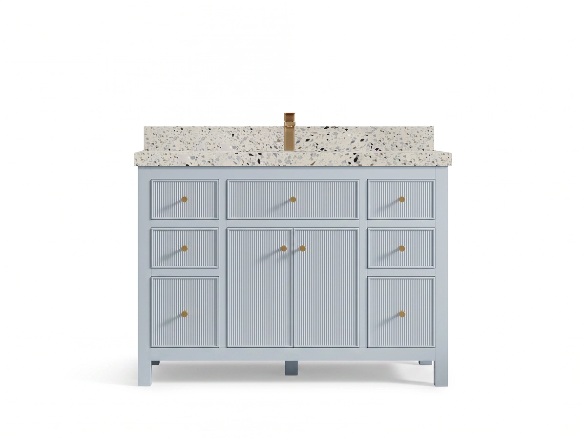 Sonoma 48 in W x 22 in D Free Standing Reeded Single Sink Bathroom Vanity