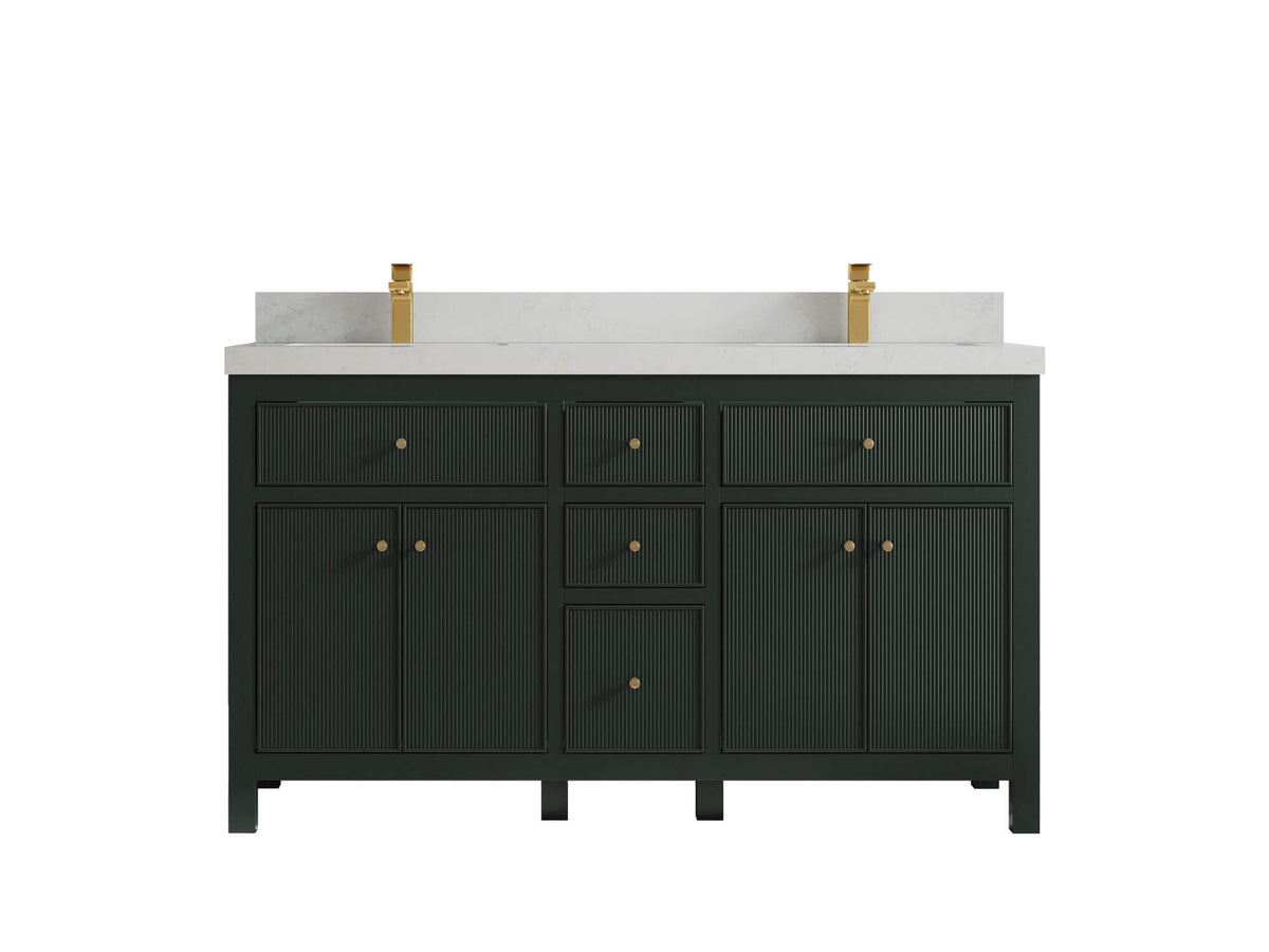 Sonoma 60 in W x 22 in D Free Standing Reeded Double Sink Bathroom Vanity