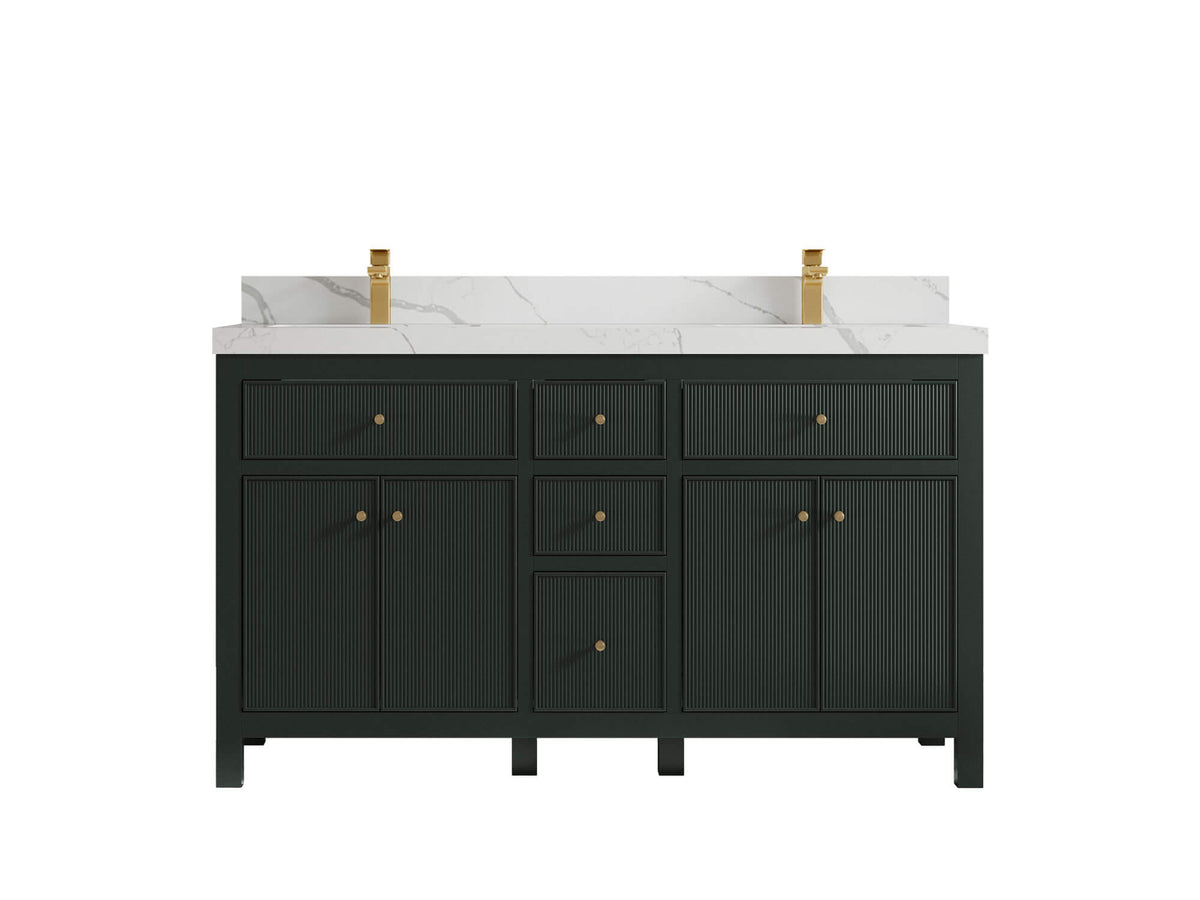 Sonoma 60 in W x 22 in D Free Standing Reeded Double Sink Bathroom Vanity