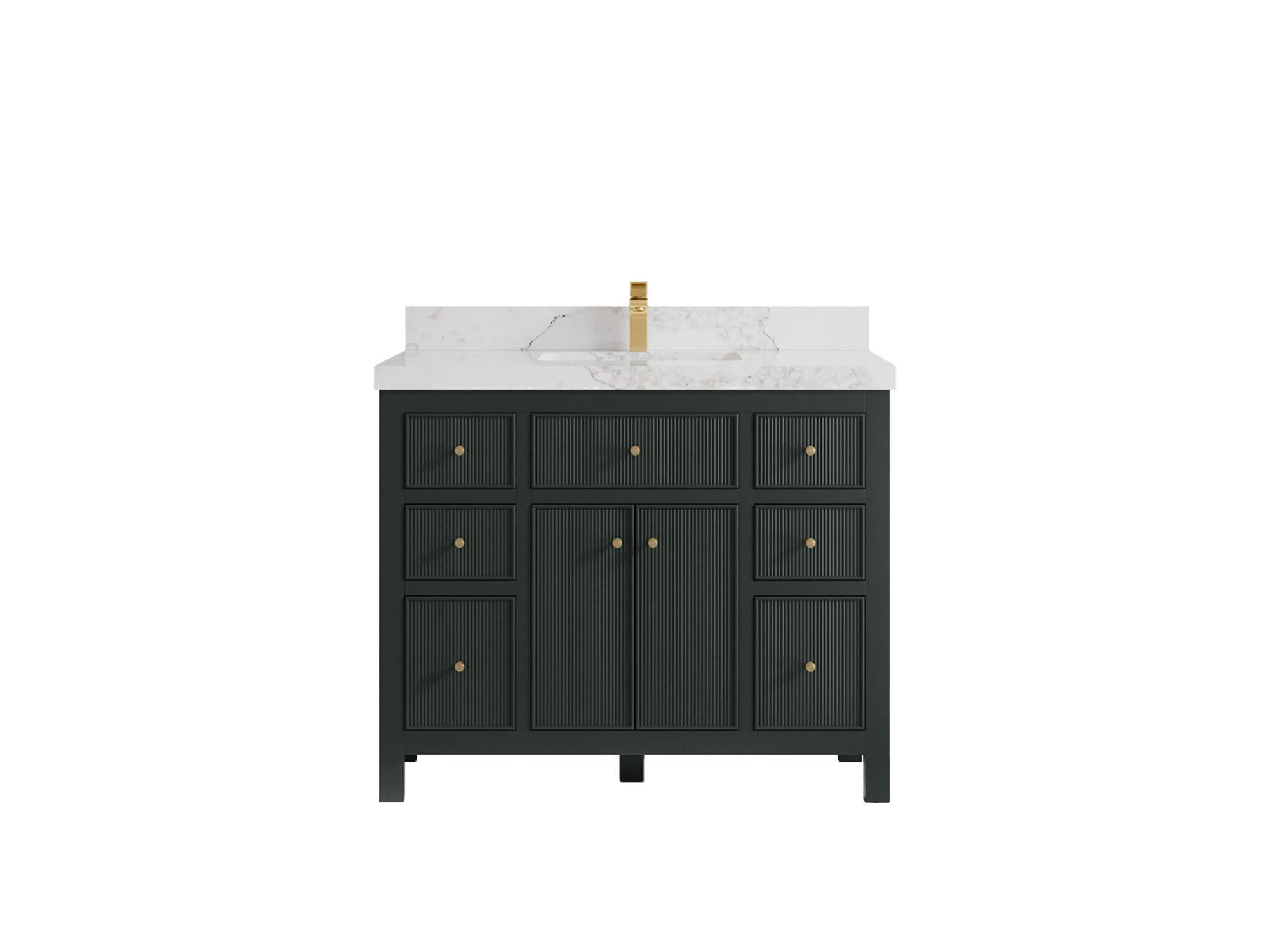 Sonoma 42 in. W x 22 in. D Single Sink Bathroom Vanity in Dark Forest Green with 2 in. Calacatta Nuvo Quartz Countertop