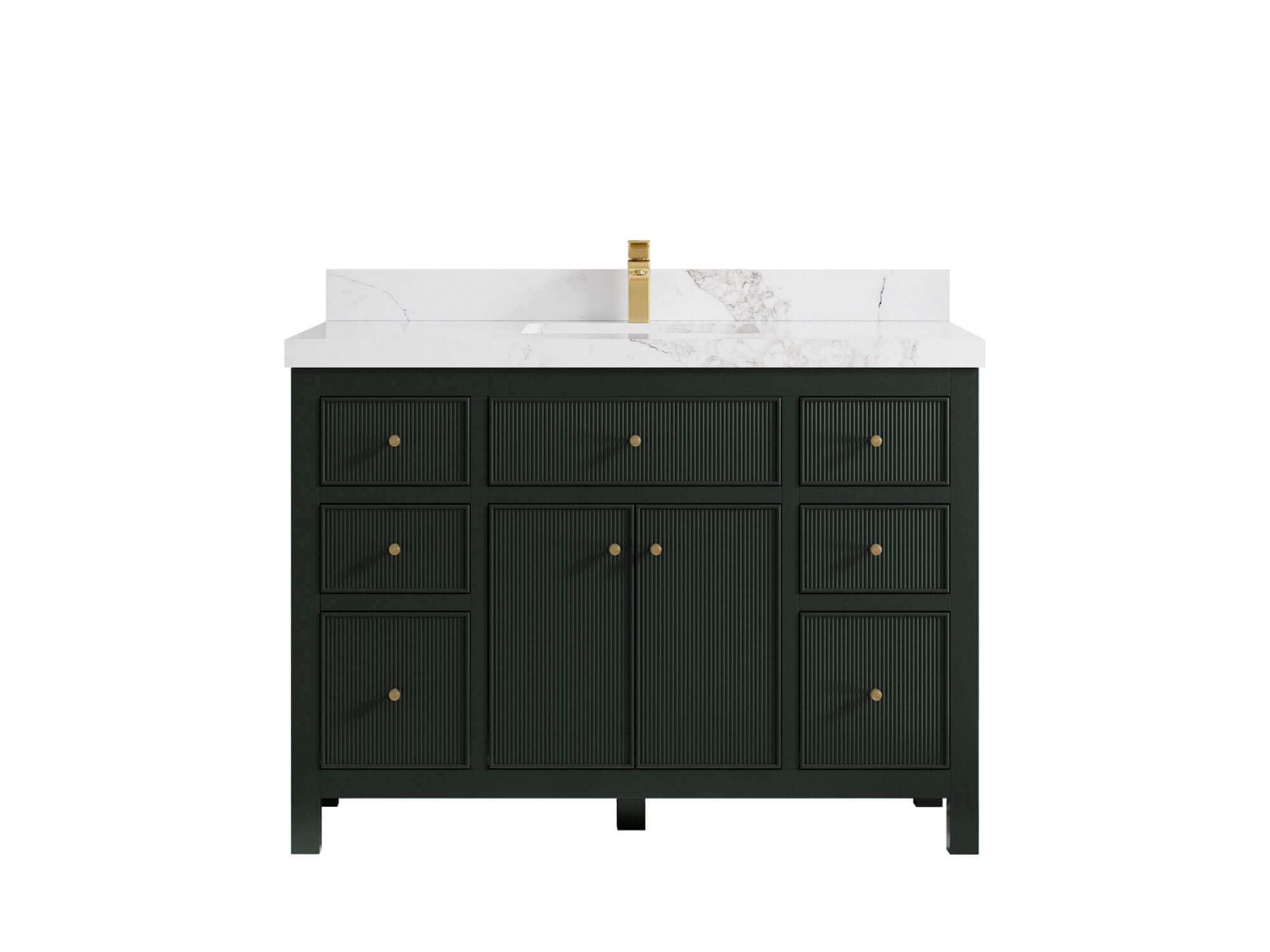 Sonoma 48 in. W x 22 in. D Single Sink Bathroom Vanity in Dark Forest Green with 2 in. Calacatta Nuvo Quartz Countertop