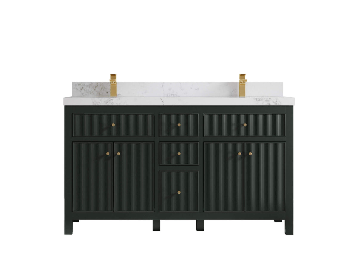 Sonoma 60 in W x 22 in D Free Standing Reeded Double Sink Bathroom Vanity