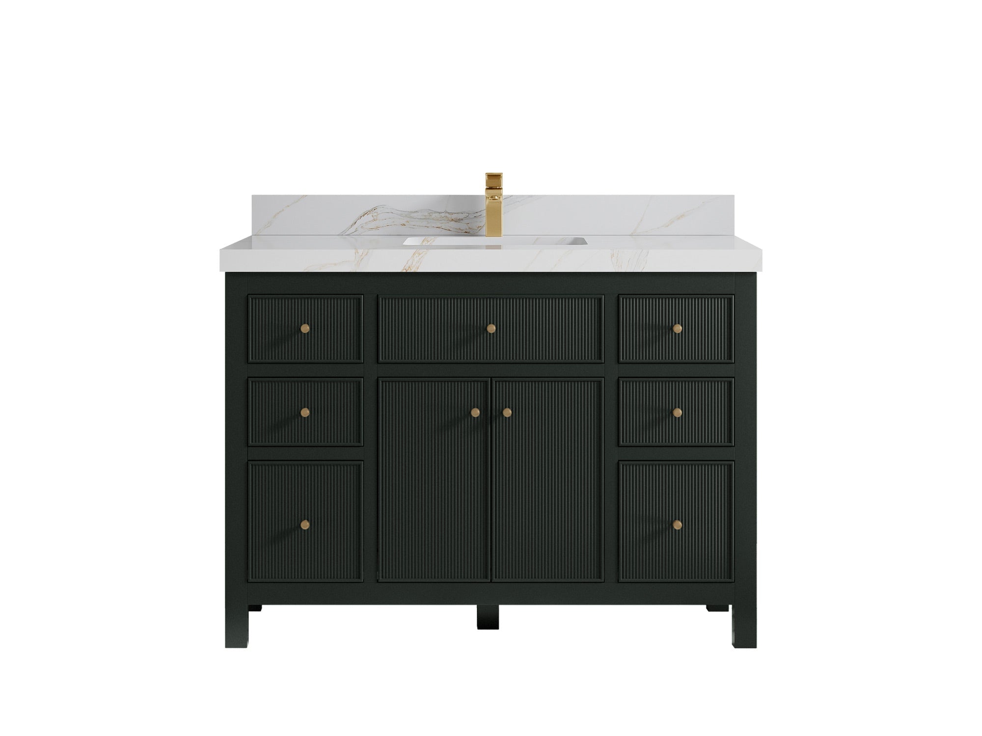 Sonoma 48 in. W x 22 in. D Single Sink Bathroom Vanity in Dark Forest Green with 2 in. Calacatta Sienna Quartz Countertop