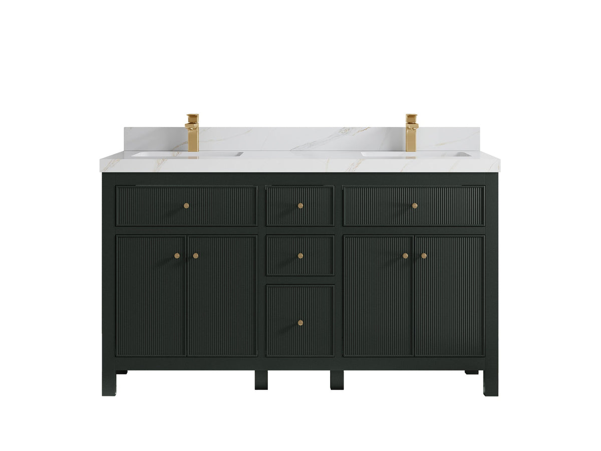 Sonoma 60 in W x 22 in D Free Standing Reeded Double Sink Bathroom Vanity
