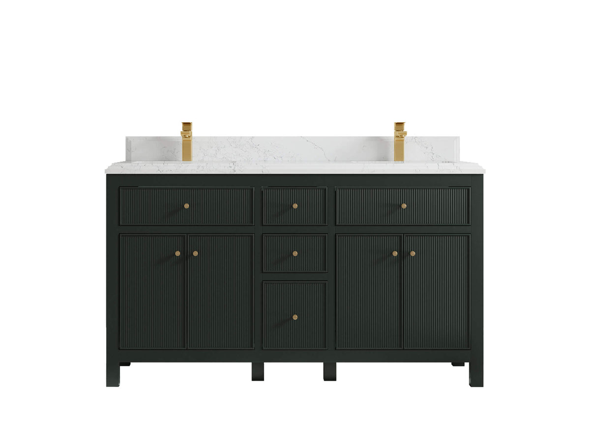 Sonoma 60 in W x 22 in D Free Standing Reeded Double Sink Bathroom Vanity