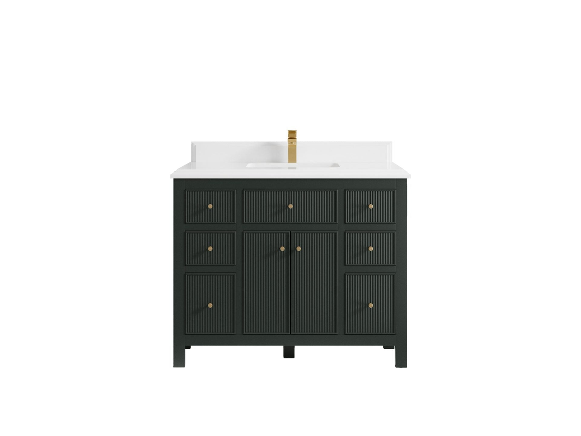 Sonoma 42 in. W x 22 in. D Single Sink Bathroom Vanity in Dark Forest Green with Double Cove Edge 1.5 in White Quartz Countertop