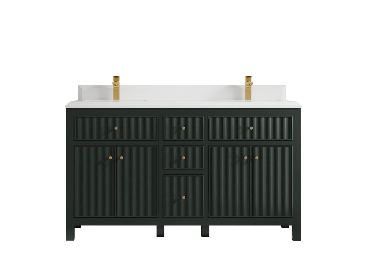 Sonoma 60 in W x 22 in D Free Standing Reeded Double Sink Bathroom Vanity