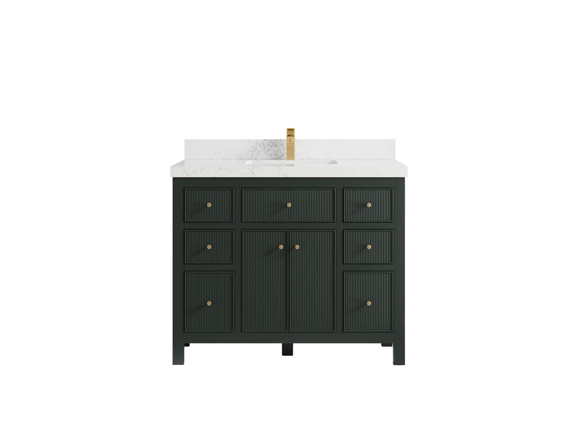 Sonoma 42 in. W x 22 in. D Single Sink Bathroom Vanity in Dark Forest Green with 2 in. Empira White Quartz Countertop