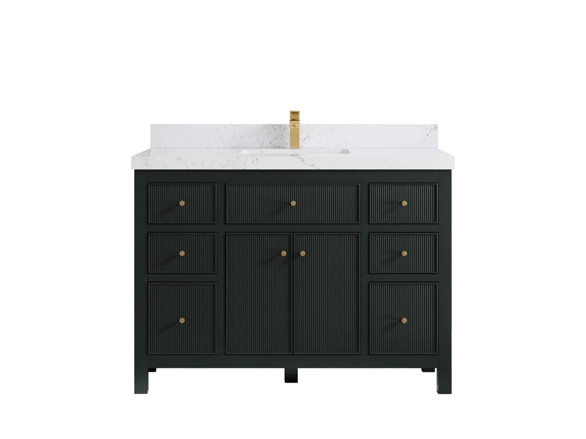 Sonoma 48 in. W x 22 in. D Single Sink Bathroom Vanity in Dark Forest Green with 2 in. Empira White Quartz Countertop